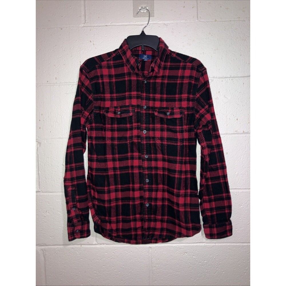 George Women's Flannel red black plaid shirt Size Medium (38 - 40) button-down